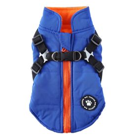 Chest Strap Jacket Cotton-padded Coat (Option: DZ227 Blue-XL)