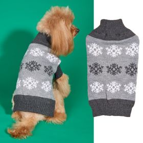 Snowflake Brown Gray Autumn And Winter New Dog Christmas Sweater (Option: Gray-M)