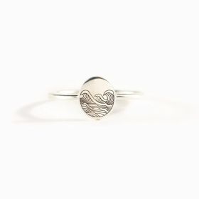 S925 Pure Silver Sea Wave Storm Ring Female Simple (Option: White Gold Color-No 10 US Code)