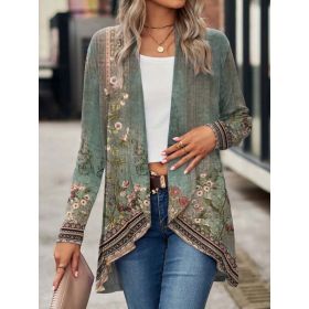 Shawl Small Suit Cardigan Outer Wear Ethnic Style (Option: Green-XXL)