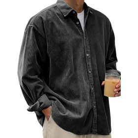 Casual Loose Men's Autumn And Winter Thick Shirt Jacket (Option: Black-XL)