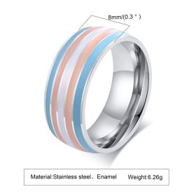 Ring Color 8mm Men's Same Color Flag Ring Foreign Trade Jewelry Wholesale Rainbow Color (Option: 035 Style-No 10)