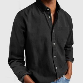 Men's Shirt New Long Sleeve Lapel (Option: Black-5XL)