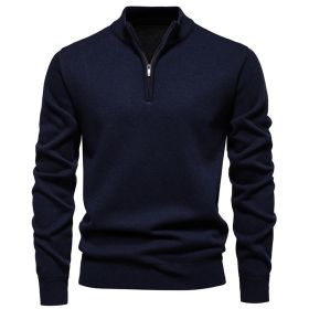 Men's Knitwear Top Half Zipper (Option: 6983 Navy Blue-L)