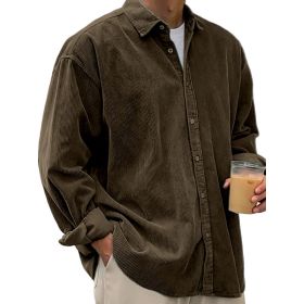 Casual Loose Men's Autumn And Winter Thick Shirt Jacket (Option: Brown-4XL)