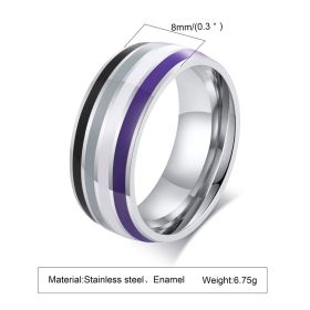 Ring Color 8mm Men's Same Color Flag Ring Foreign Trade Jewelry Wholesale Rainbow Color (Option: 034 Style-No 9)