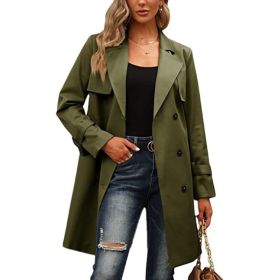 European And American Autumn Women's Double Breasted Fashion Casual Trench Coat (Option: Army Green-XL)