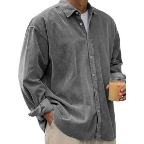 Casual Loose Men's Autumn And Winter Thick Shirt Jacket (Option: Gray-3XL)