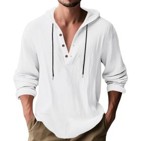 Hooded Casual Loose-fitting T-shirt Sweater For Men (Option: White-XXL)