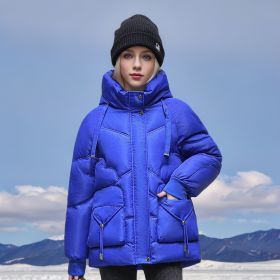 Winter Down Cotton Jacket Korean Loose Thick (Option: Klein Blue-3XL)