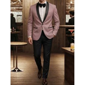 Men's Business Suit Wedding Groomsmen Jacket (Option: Lotus Pink-2XL)