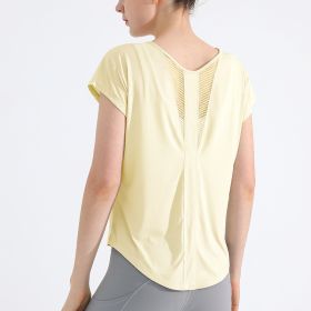 Womens Quick-Dry Sports T-Shirt Yoga Apparel (Option: TX06 Cream Yellow-XL)