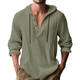 Hooded Casual Loose-fitting T-shirt Sweater For Men (Option: Army Green-XXL)