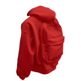 Backpack Men's Loose Sports And Leisure Hooded Zipper Sweatshirt (Option: Red-XL)