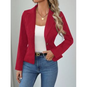 High-end Solid-color Womens Blazer (Option: Red-XXL)