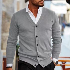 Men's Clothing Sweater Coat Autumn And Winter (Option: Light Gray-XXXL)