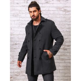 Autumn And Winter Jacket Fashionable Solid Color Woolen (Option: Dark Gray-M)