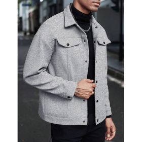 Lapel Woolen New Men's Casual Sports Jacket (Option: Light Gray-M)