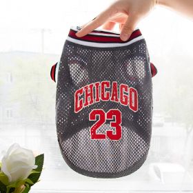 Pet Clothes Basketball Vest Large Mesh Summer Dog Clothes (Option: Basketball Wear No 23 Gray-3XL)