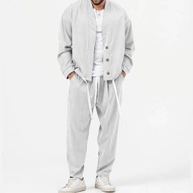 Fashion Men's Korean Style Small Business Suit Coat (Option: White-XXXL)