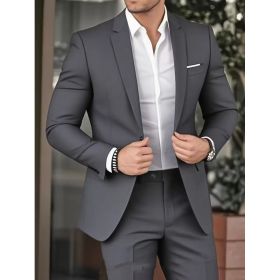 Elegant Banquet Gown Slim-Fit Fashionable Suit And Trousers For Men (Option: Dark Gray-2XL)