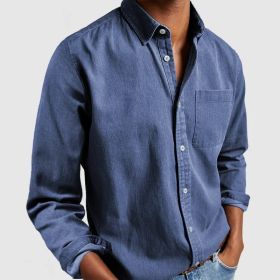 Men's Shirt New Long Sleeve Lapel (Option: Sapphire Blue-5XL)