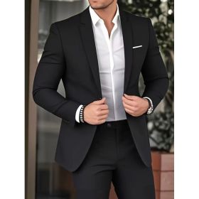 Elegant Banquet Gown Slim-Fit Fashionable Suit And Trousers For Men (Option: Black-5XL)