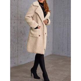 Loose-fitting Fleece-lined And Thick Mid-length Coat (Option: Dark Khaki Cloth Color-XXL)