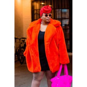 Warm Temperament Leisure Baggy Coat (Option: Orange-XXXL)
