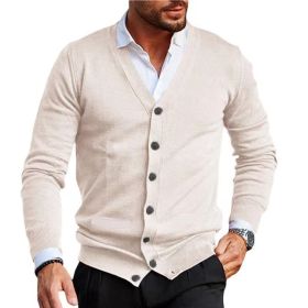 Men's Clothing Sweater Coat Autumn And Winter (Option: Beige-XXXL)