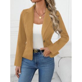 High-end Solid-color Womens Blazer (Option: Khaki-XXL)