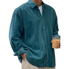 Casual Loose Men's Autumn And Winter Thick Shirt Jacket (Option: Peacock Green-XL)