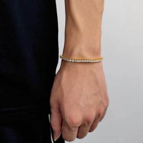 Tennis Chain Zircon Bracelet Fashion Brand Hip Hop (Option: Golden Width 3mm-Bracelet 9 Inches)